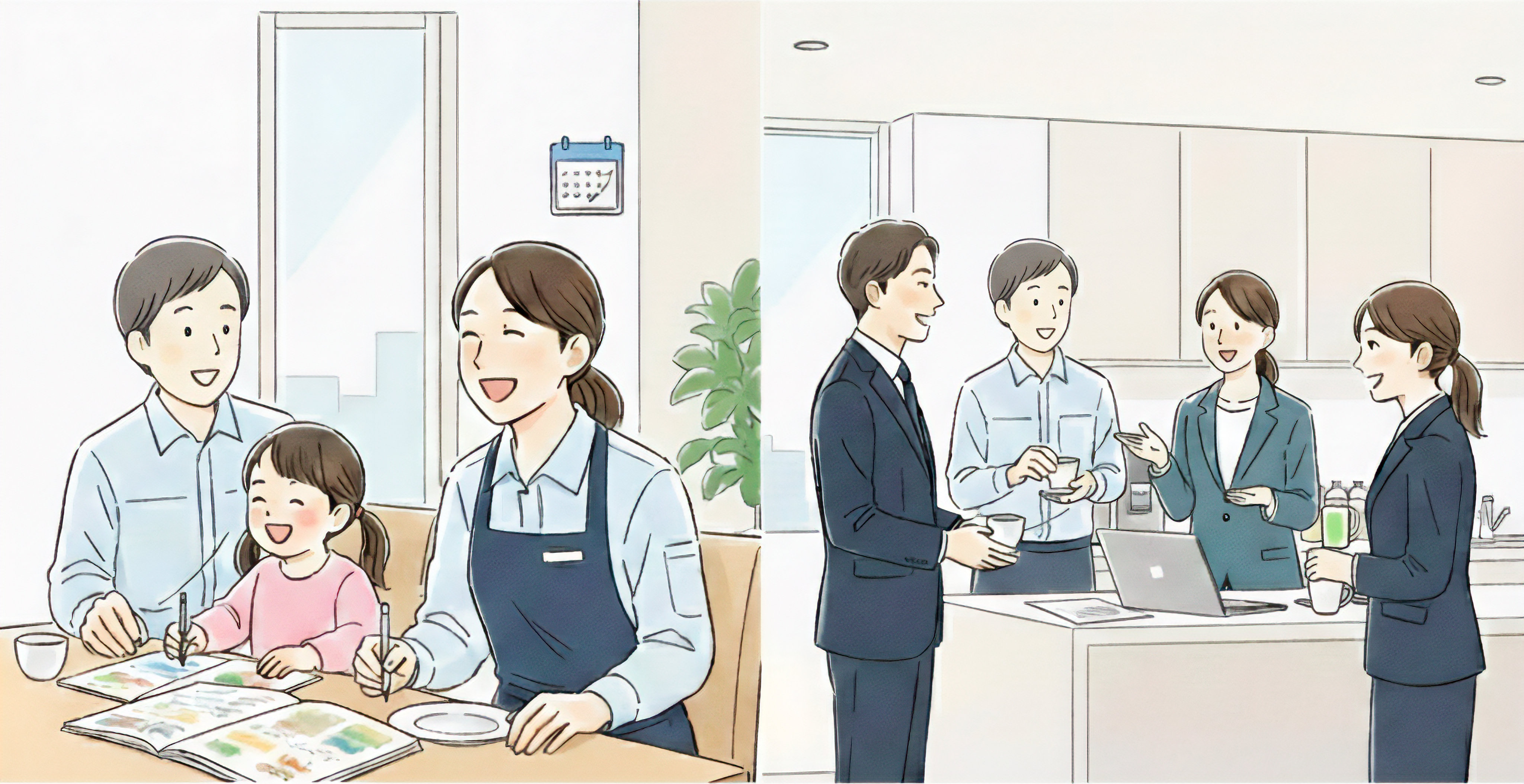 家庭との働き方のワークライフバランスのイラスト