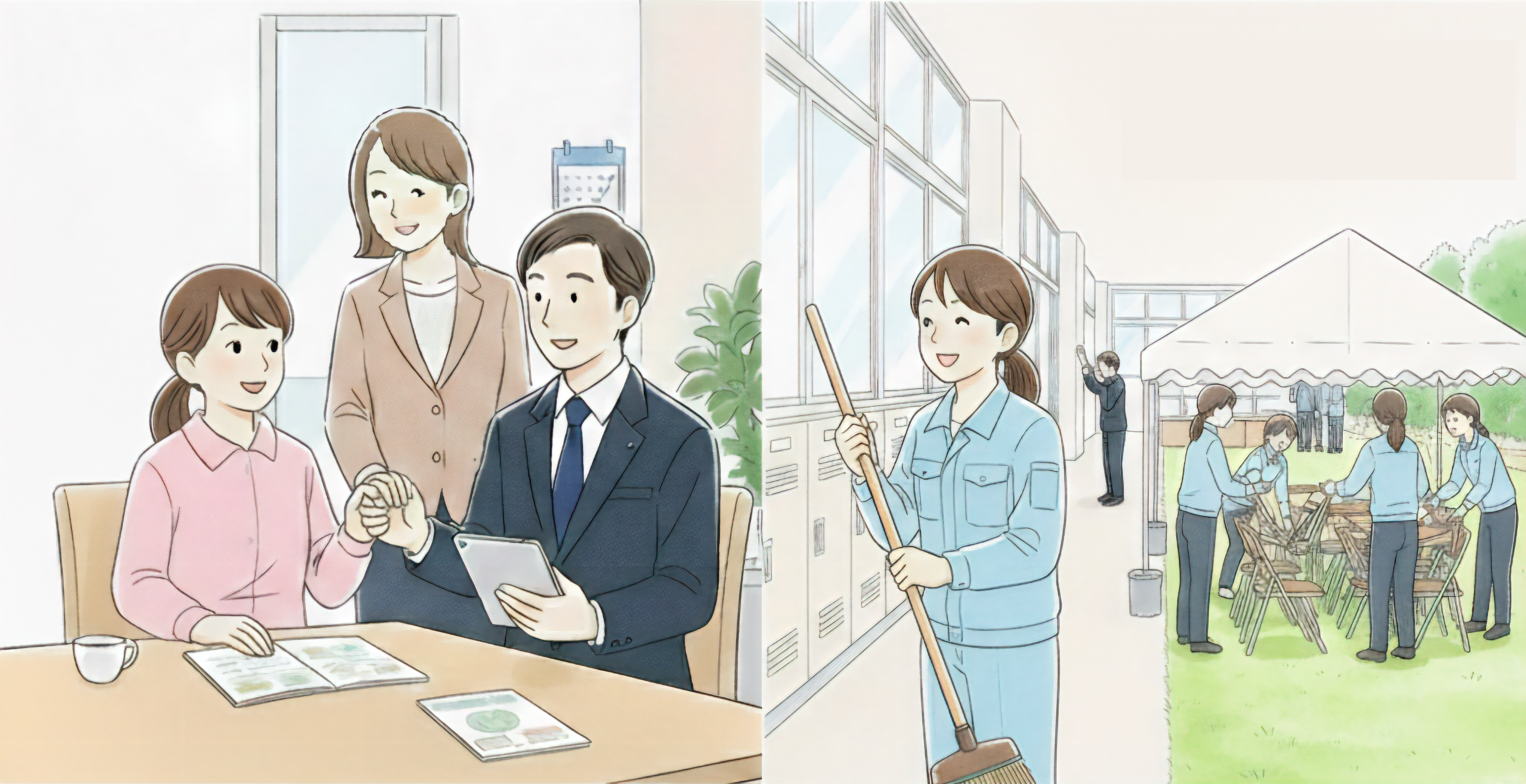 家庭との働き方のワークライフバランスのイラスト